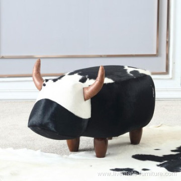 hot sell designer cute animal cowhide foot stool